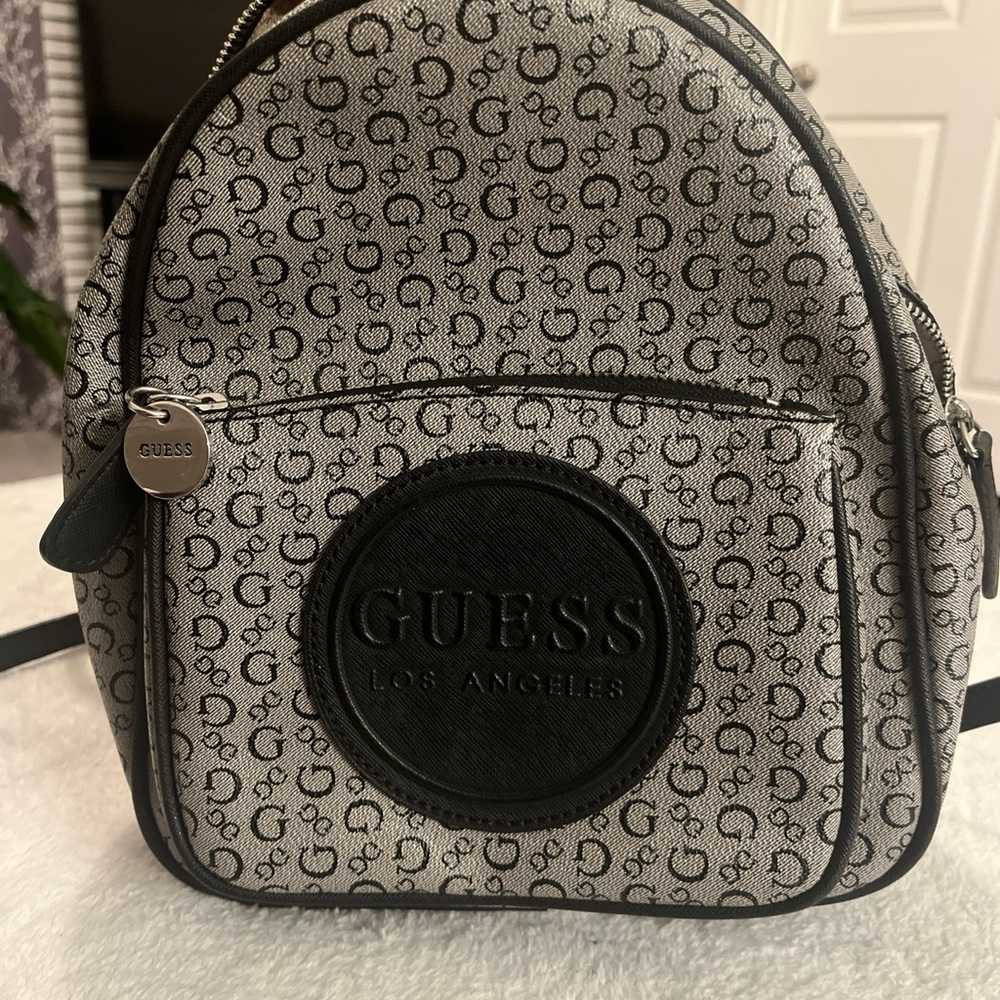 GUESS Black and Gray Logo Backpack